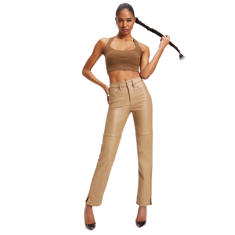 GOOD AMERICAN The Better Than Leather Good Boy High Rise Straight Leg Pants